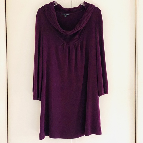Banana Republic I Purple Cowl Neck Sweater Dress I Holiday 2008 - Picture 7 of 16